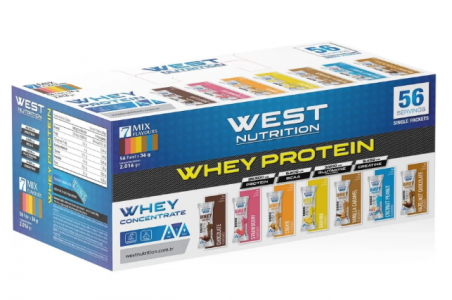 West Nutrition Whey Protein Tozu 56 Servis  Mix Saşe