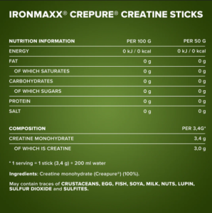IronMaxx Creatine Creapure®  Sticks (30x3,4g) Aromasız