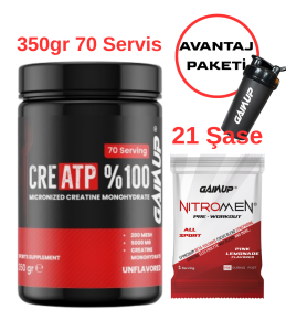 Gainup Creatp Creatin 350gr + Nitromen 21 Şase + Shaker Avantaj Paketi
